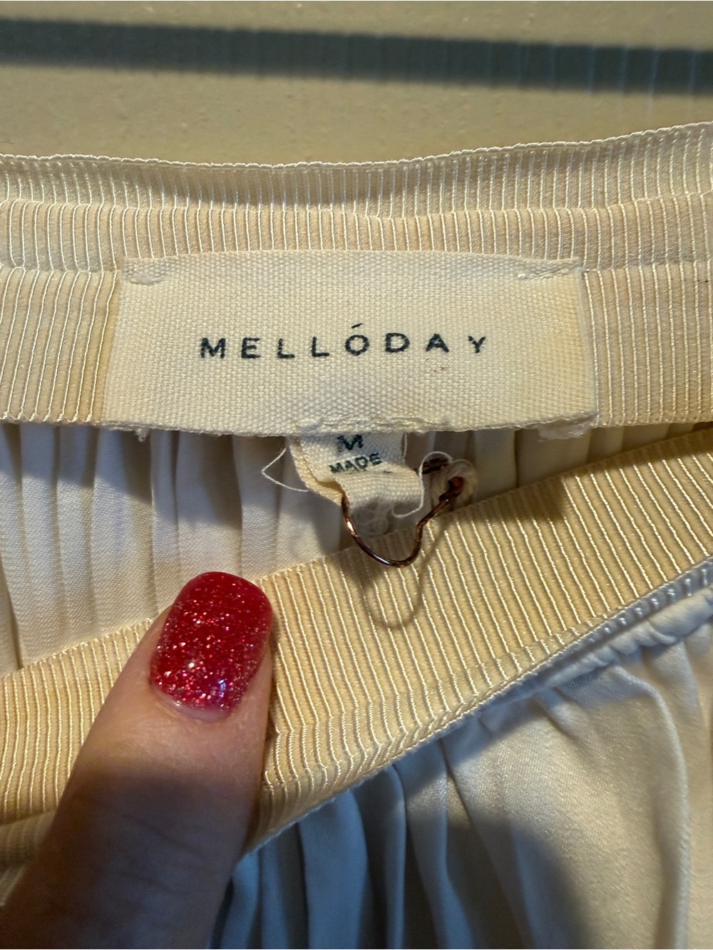 MELLODAY Ivory Pleated Waistband Skirt